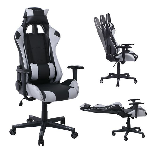 Πολυθρόνα gaming “BF8000” από PU/PVC σε μαύρο/γκρι χρώμα 70x67x125