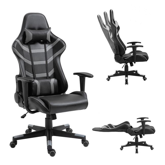 Πολυθρόνα gaming “BF9050” από PU/PVC σε μαύρο/γκρι χρώμα 67x69x134