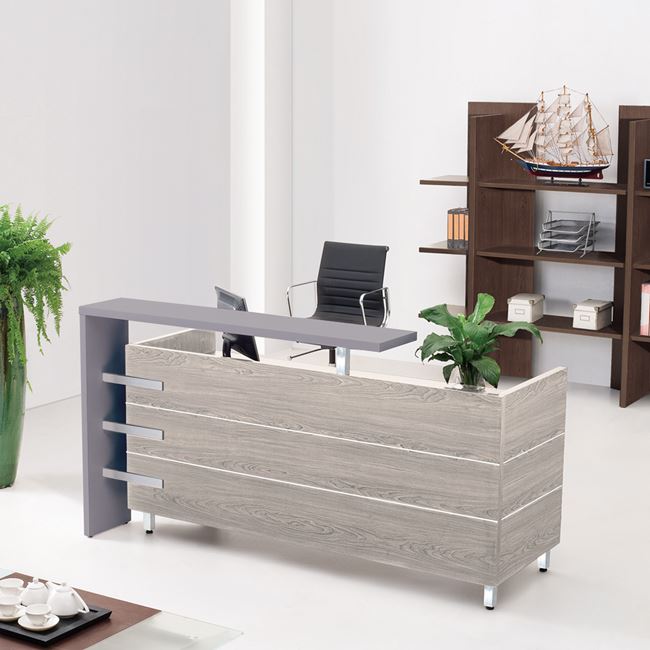 Γραφείο reception “PROGRESS” σε φυσικό/γκρι χρώμα 180x75x110