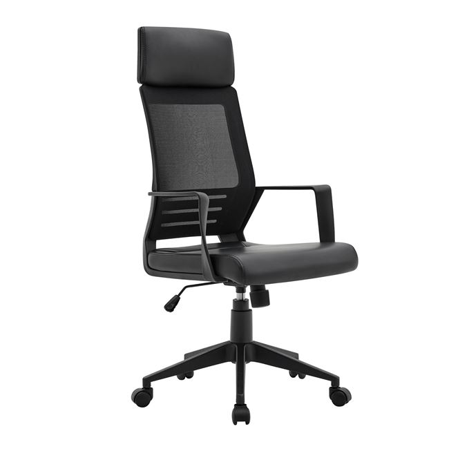 Πολυθρόνα διευθυντή “BF2500” από ύφασμα mesh/PU σε μαύρο χρώμα 58x62x126