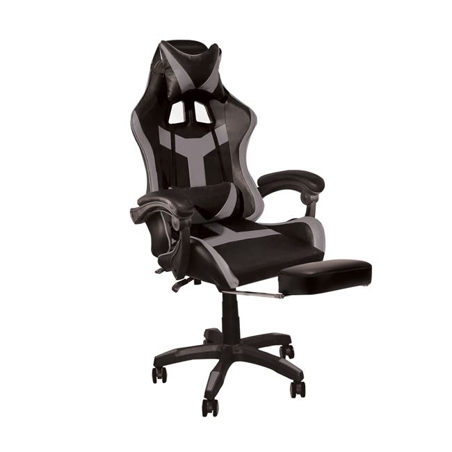 Πολυθρόνα gaming “BF7860” από PU/PVC σε μαύρο/γκρι χρώμα 63x70x127