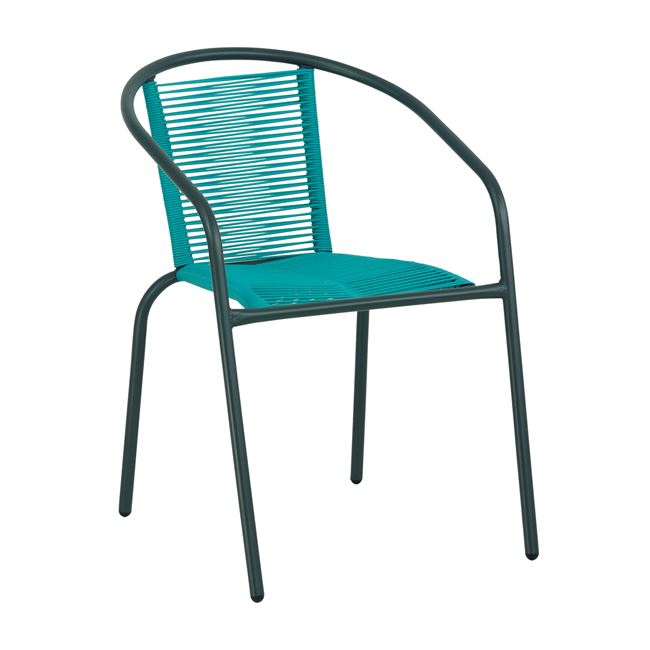 Πολυθρόνα κήπου “FUNKY” από μέταλλο/wicker σε μαύρο/μπλε χρώμα 53x65x76