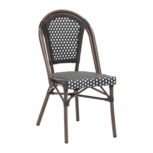 Καρέκλα “PARIS” από αλουμίνιο/wicker σε άσπρο/μαύρο/καρυδί χρώμα 46x57x88
