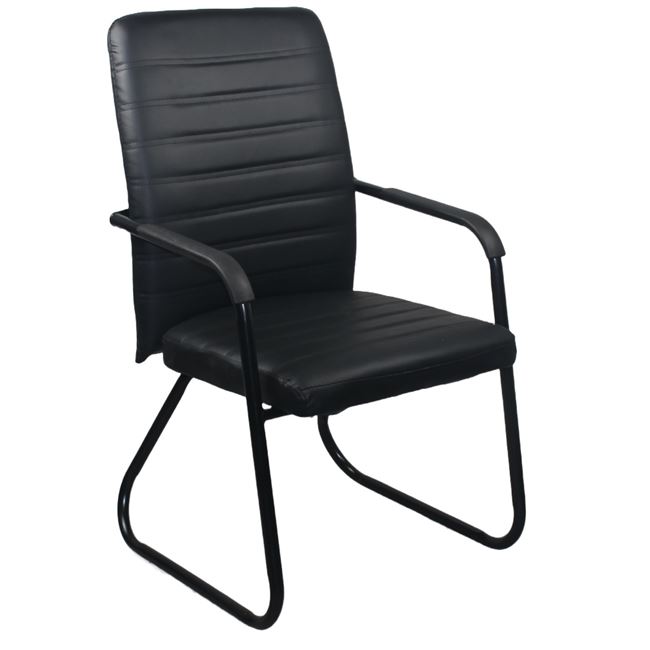 Πολυθρόνα επισκέπτη “COLLET” από τεχνόδερμα/μέταλλο σε μαύρο χρώμα 54x60x96