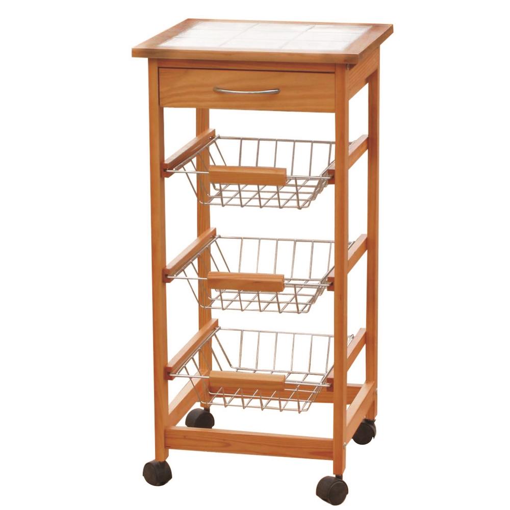 Μανάβης τρόλευ ξύλινος 3 θέσεων 37x37x76