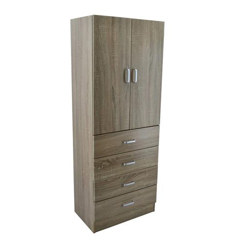 Ντουλάπα ρούχων δίφυλλη σε καφέ χρώμα 60x38x160