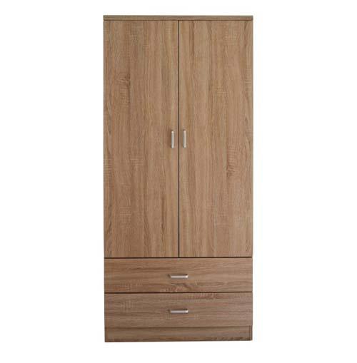 Ντουλάπα δίφυλλη σε χρώμα καφέ 80x52x190