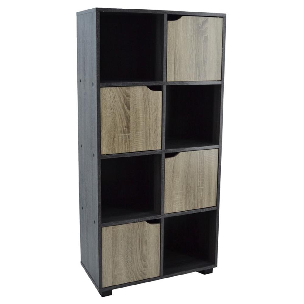Βιβλιοθήκη σε χρώμα γκρι/σκούρη οξιά 60x30x124