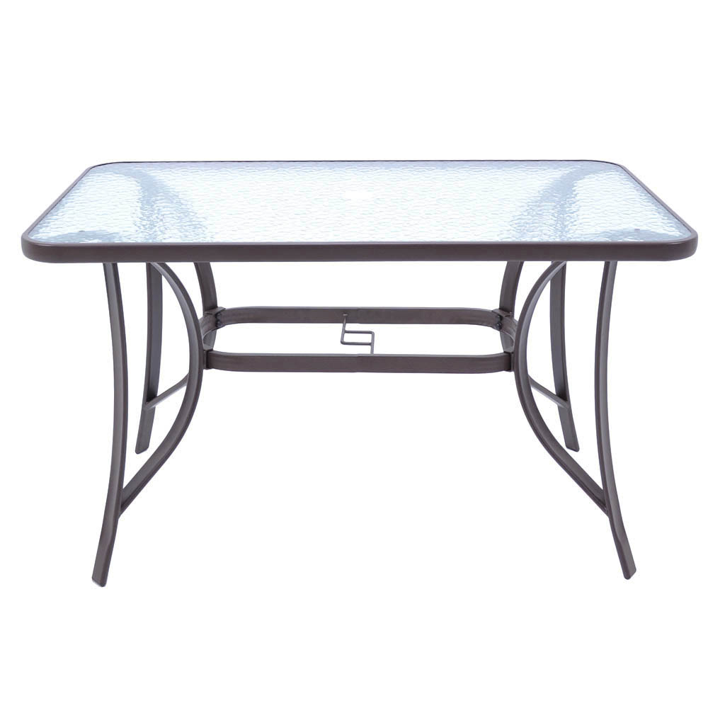 Τραπέζι κήπου από μέταλλο/γυαλί σε καφέ χρώμα 140x80x70