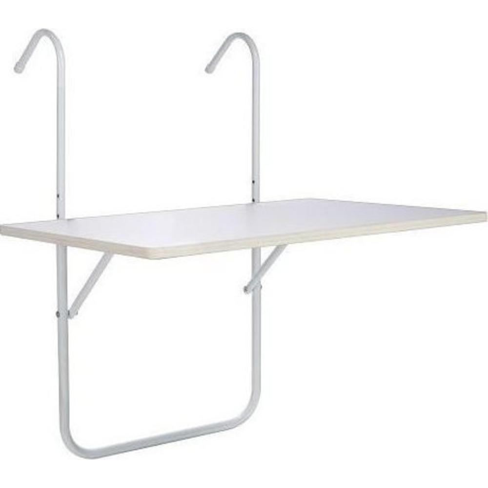 Τραπέζι μπαλκονιού κρεμαστό από μέταλλο/ξύλο σε λευκό χρώμα 60x40x74