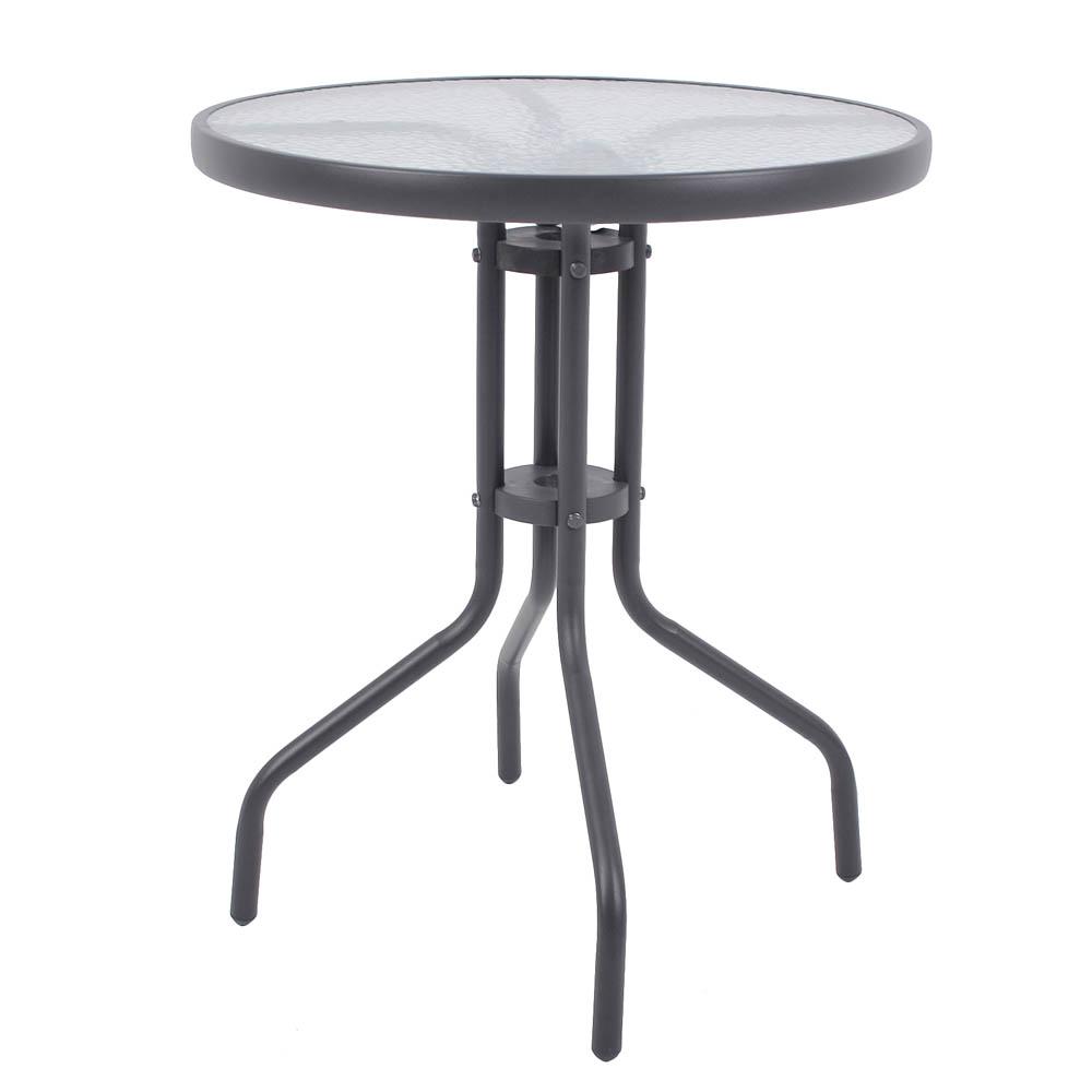 Τραπέζι κήπου από μέταλλο/γυαλί σε γκρι χρώμα Φ60×71