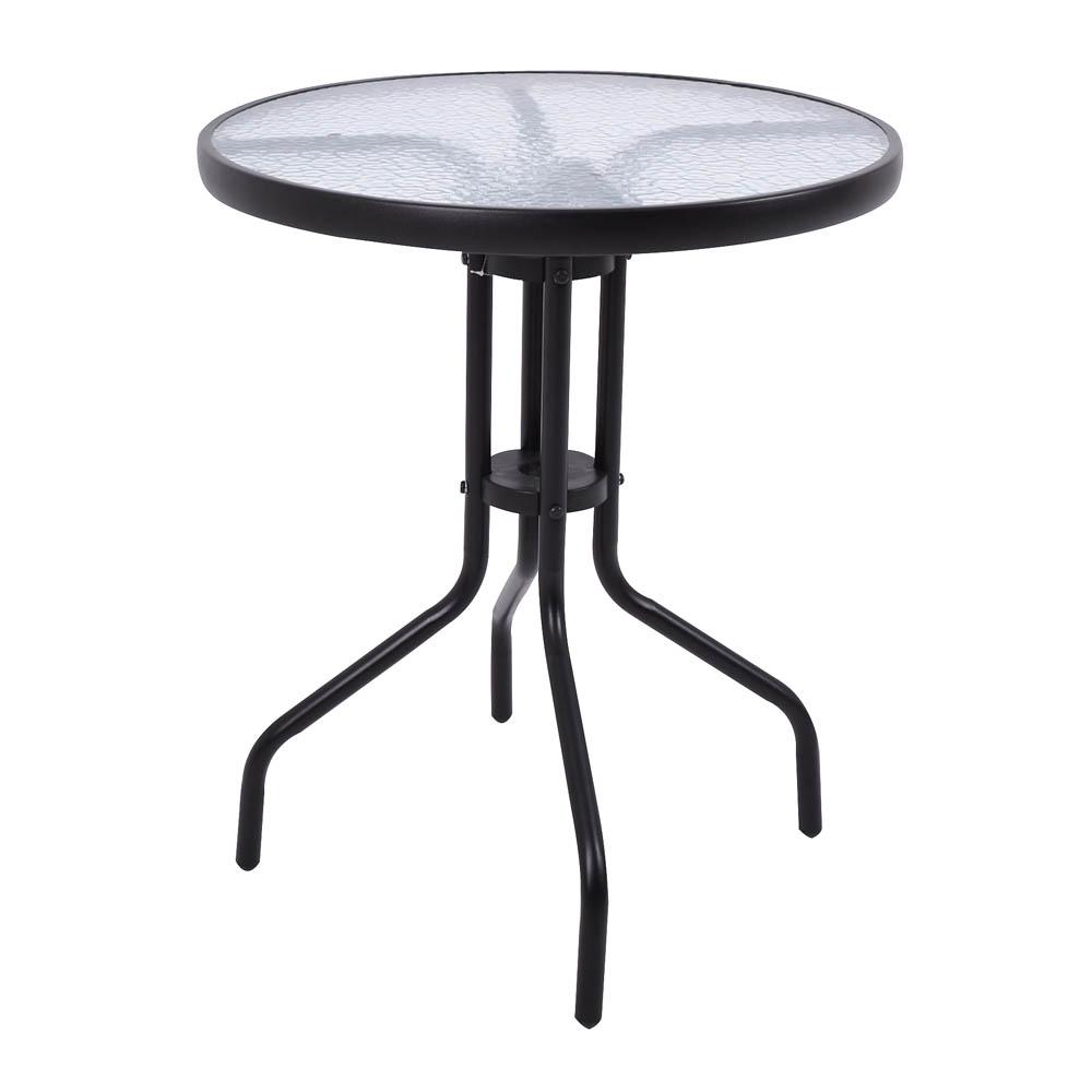 Τραπέζι κήπου από μέταλλο/γυαλί σε μαύρο χρώμα Φ60×71