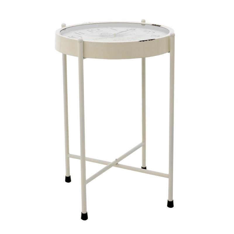 Τραπέζι ρολόι μεταλλικό σε λευκό χρώμα 52x52x72,5