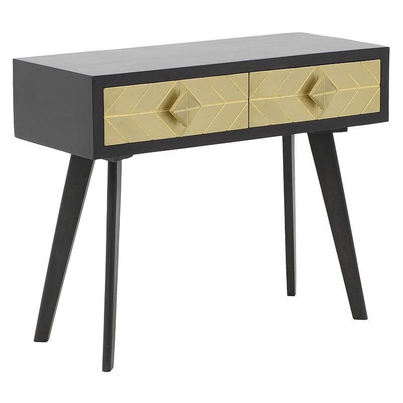 Κονσόλα «INART» από ξύλο σε χρώμα χρυσό/γκρι 96x39x76
