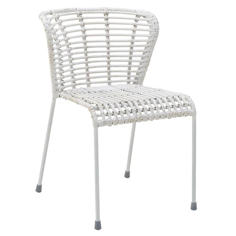 Καρέκλα εξωτερικού χώρου από wicker-μέταλλο σε λευκό χρώμα 52x58x76