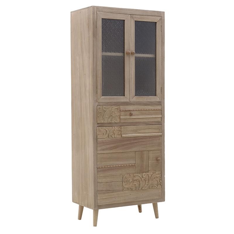 Βιτρίνα ξύλινη σε φυσικό χρώμα 60x35x155