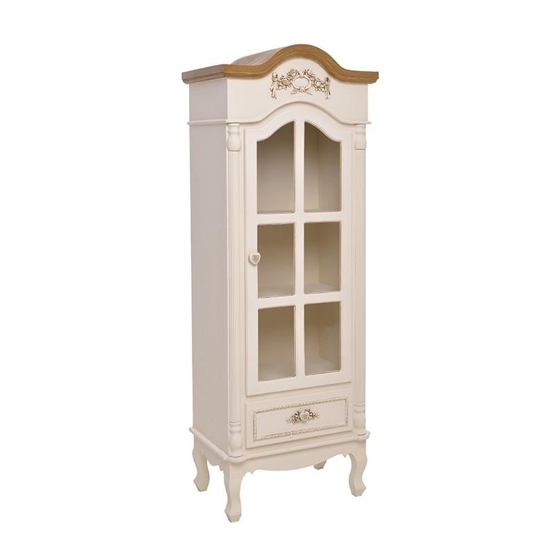 Βιτρίνα ξύλινη σε λευκό-μπεζ χρώμα 55x35x146