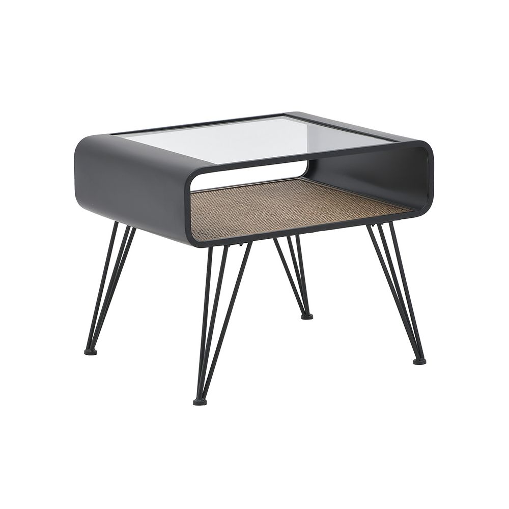 Τραπέζι σαλονιού από μέταλλο/γυαλί σε φυσικό/μαύρο χρώμα 80x40x62