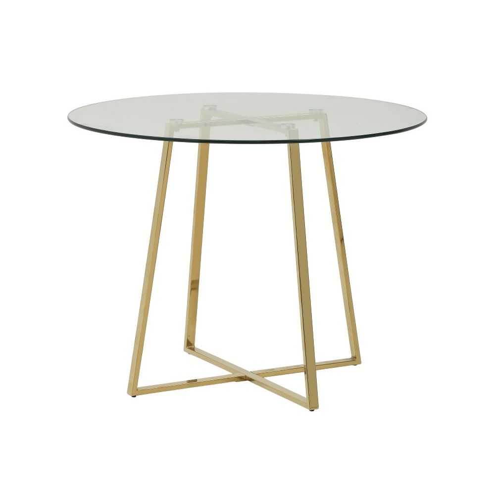 Τραπέζι από μέταλλο/γυαλί σε χρυσό χρώμα Φ100×75