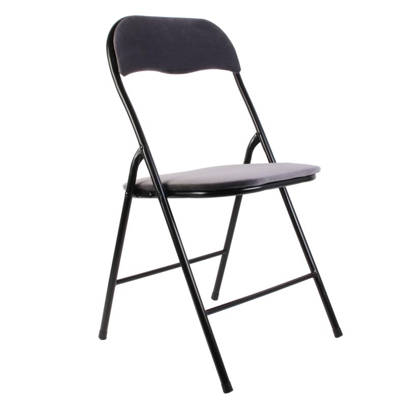 Καρέκλα “CHAISE” μεταλλική πτυσσόμενη σε χρώμα μαύρο/γκρι 44x45x79