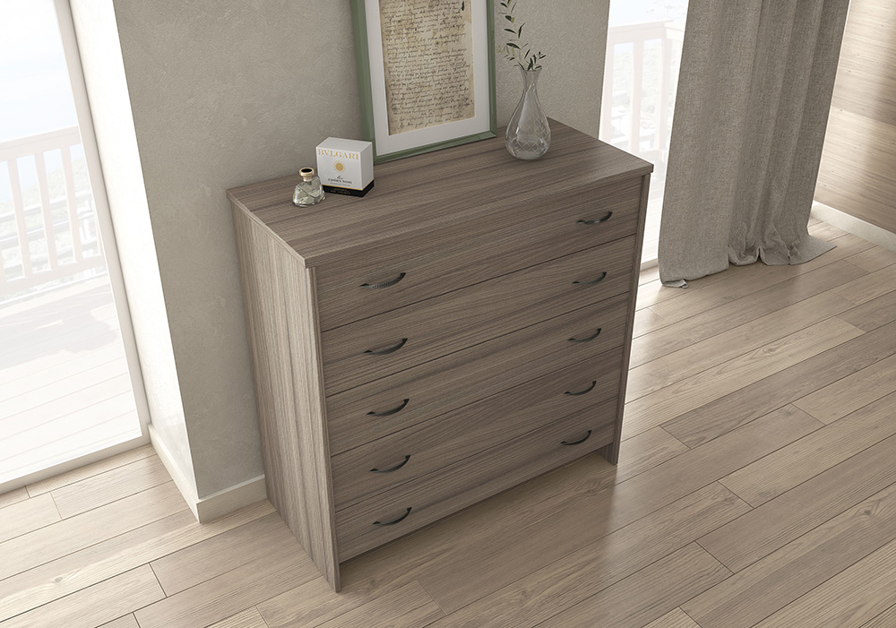 Συρταριέρα με 5 συρτάρια σε μόκα χρώμα 86x43x95