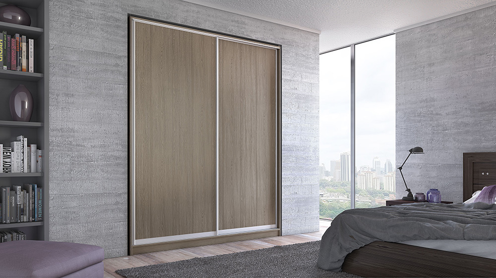 Ντουλάπα δίφυλλη συρόμενη σε μόκα χρώμα 182x60x233