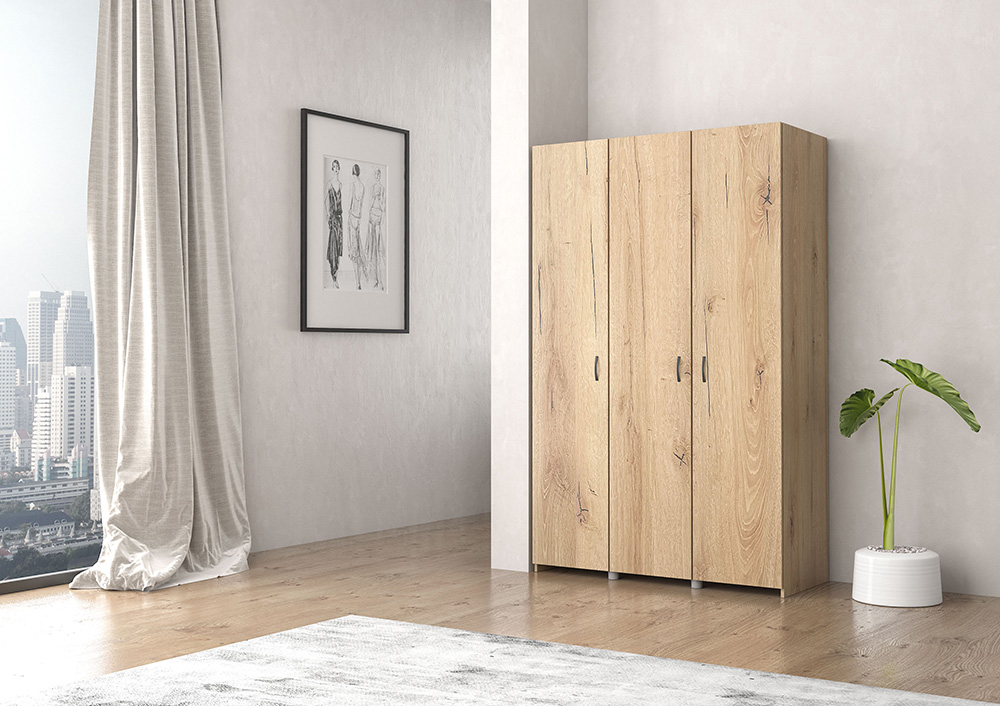 Ντουλάπα τρίφυλλη σε μελί χρώμα 120x50x180