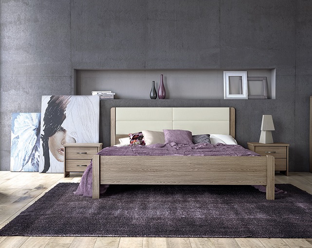 Κρεβάτι διπλό "ΝΟ45Δ" σε μόκα/μπεζ χρώμα 150x200