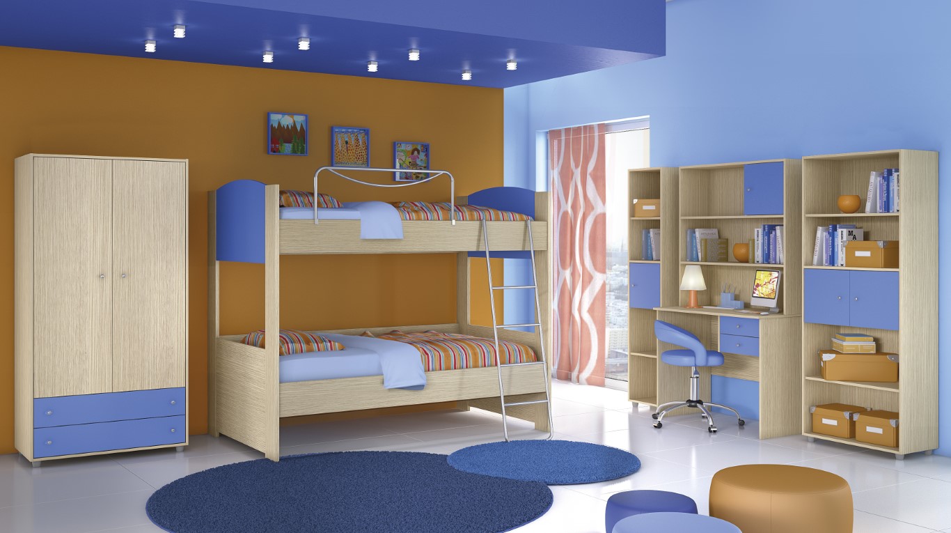 Σετ παιδικό δωμάτιο “ΝΟ4” 6τμχ σε λάττε χρώμα 90×190