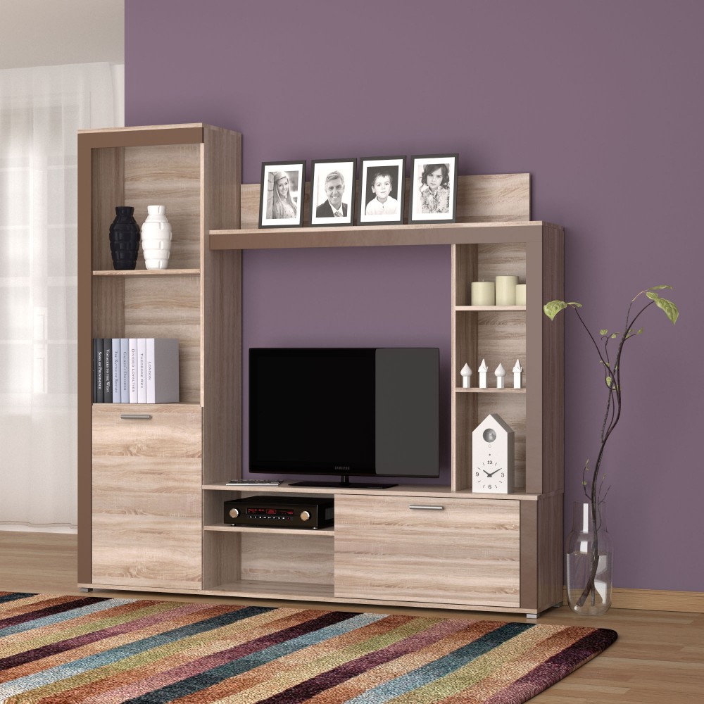 Σύνθεση σαλονιού “BADAN” σε χρώμα σονόμα-μοκα 188x35x181