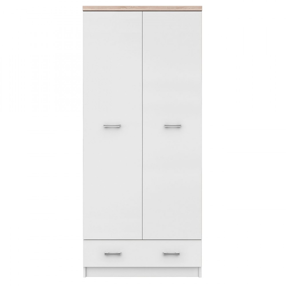 Ντουλάπα “TOP MIX” δίφυλλη σε χρώμα sonoma-λευκό 80x57x183