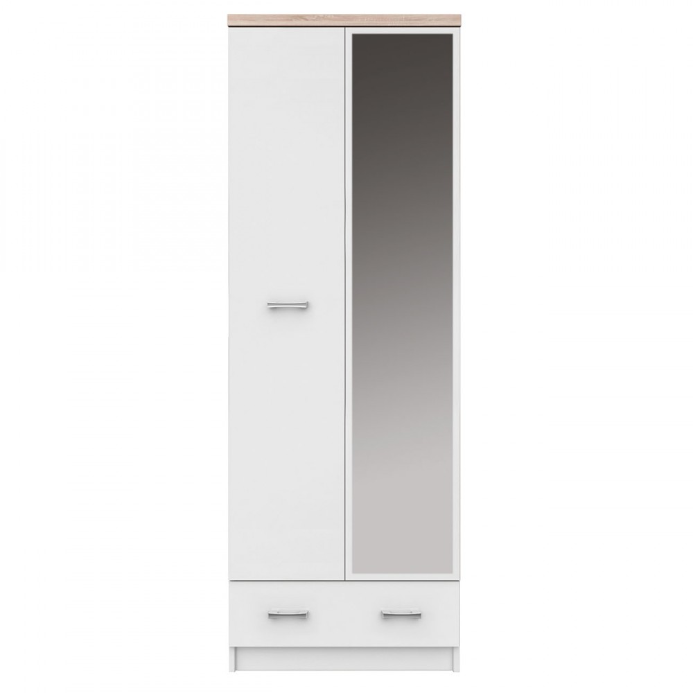Ντουλάπα “TOP MIX” σε χρώμα λευκό-σονόμα 60x33x183