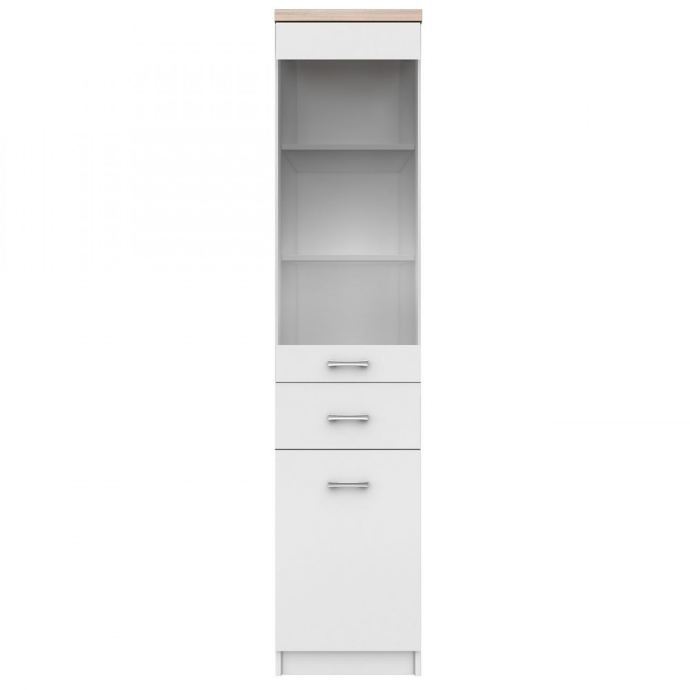 Βιτρίνα “TOP MIX” σε χρώμα λευκό-σονόμα 40x33x183
