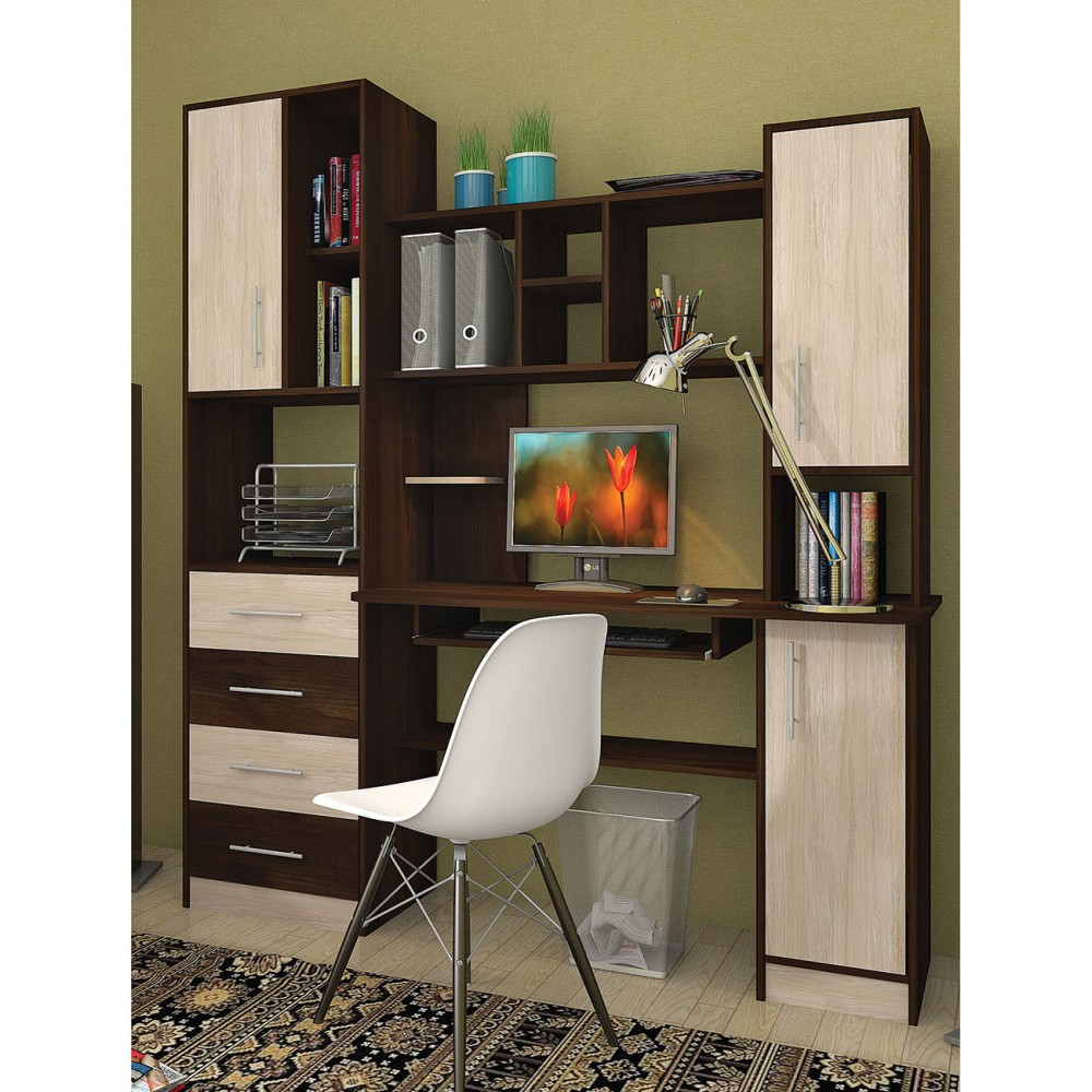 Σύνθεση γραφείου «LEON» σε χρώμα oak natural-βέγγε 170x60x200