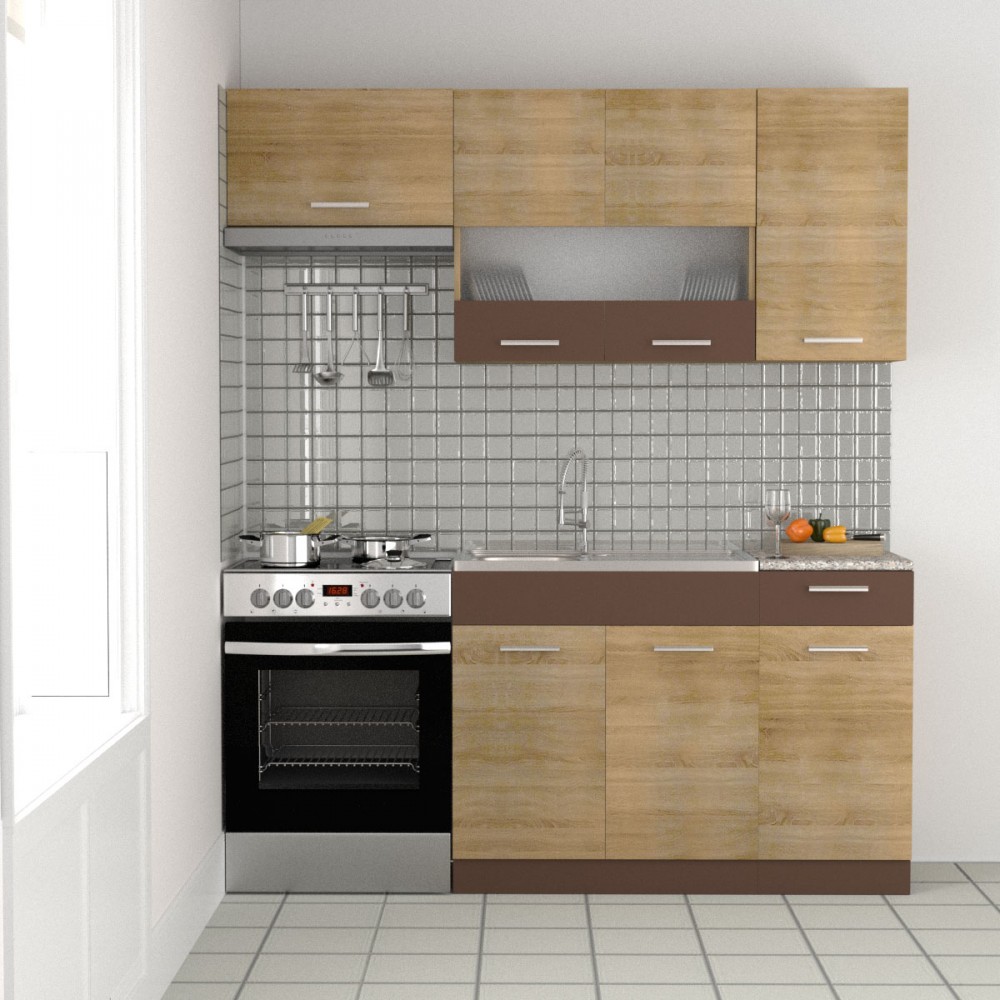 Κουζίνα “ALINA” σετ 5τμχ σε χρώμα σονόμα μόκα 120/180×30.5/44.5