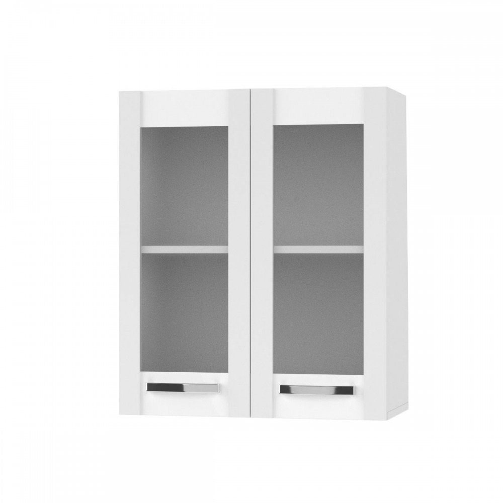 Πάνω ντουλάπι κουζίνας “CHARLOTΤE” με τζάμι σε χρώμα λευκό 60×30.5×71.8