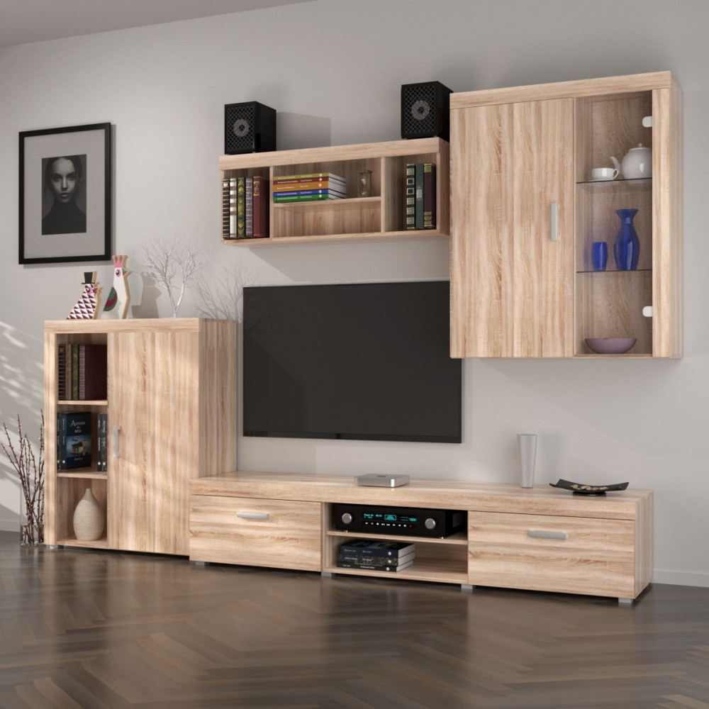 Σύνθεση TV «DAMIS» σε χρώμα σονόμα-δρυς 328x45x210