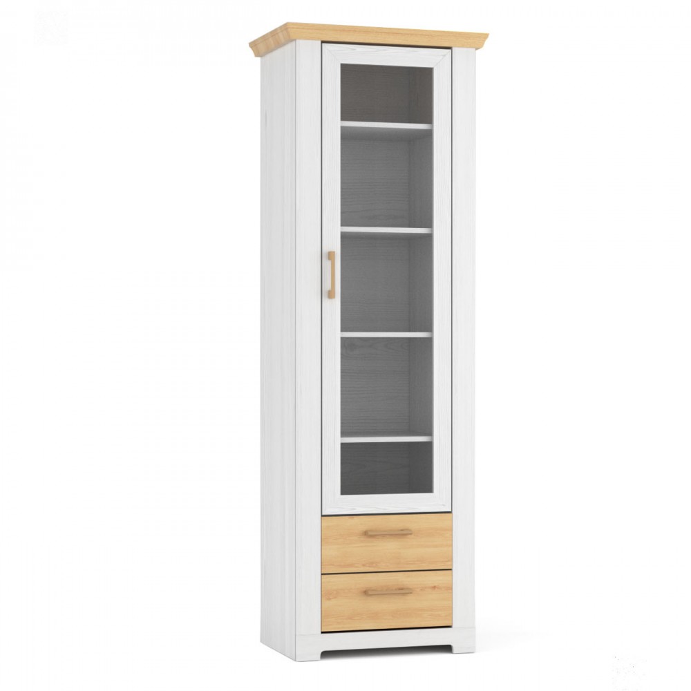 Βιτρίνα “ARSAL” σε χρώμα νορβηγικό λευκό-δρυς 68.6×45.8×200.5