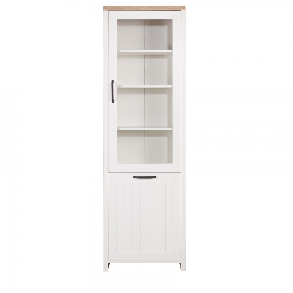 Βιτρίνα “VERNE” χρώμα λευκό/φυσικός δρυς 59.7×37.2×191.6