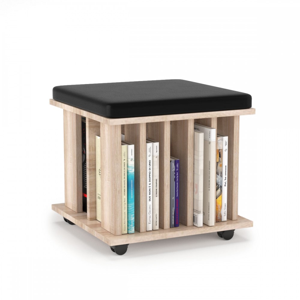 Σκαμπώ “STOOL” τροχήλατο σε χρώμα σονόμα 45x45x43