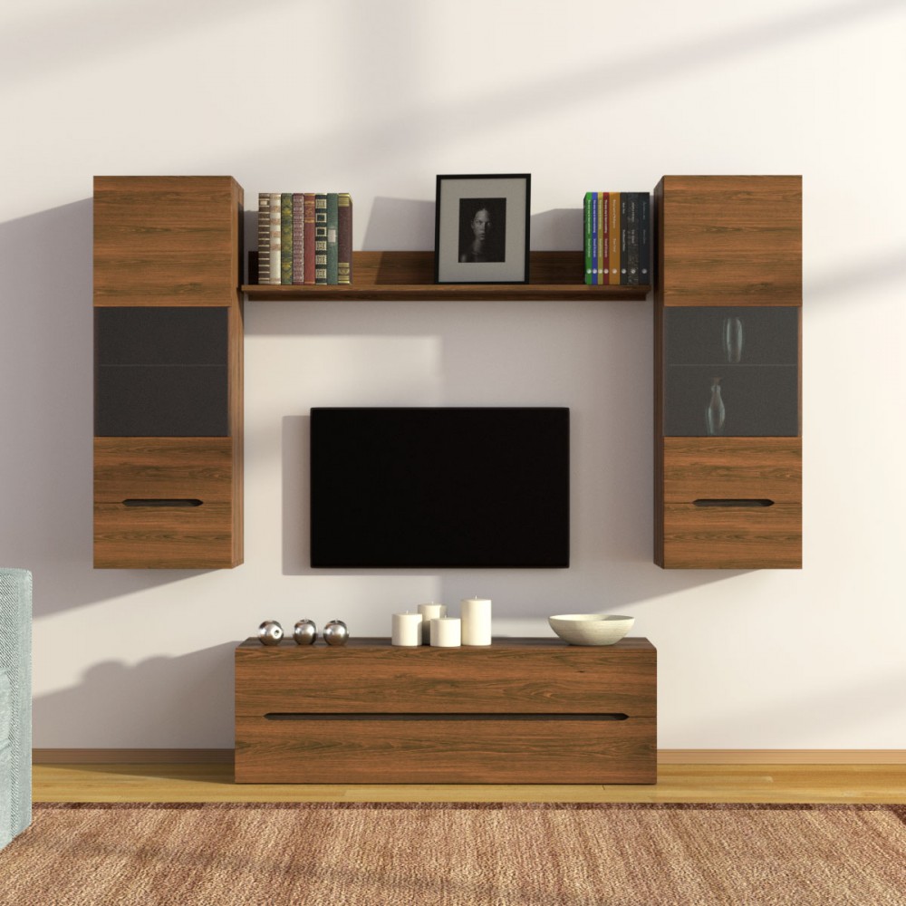 Σύνθεση TV «OSLO 2» σε καφέ-δρυς χρώμα 200x41x184