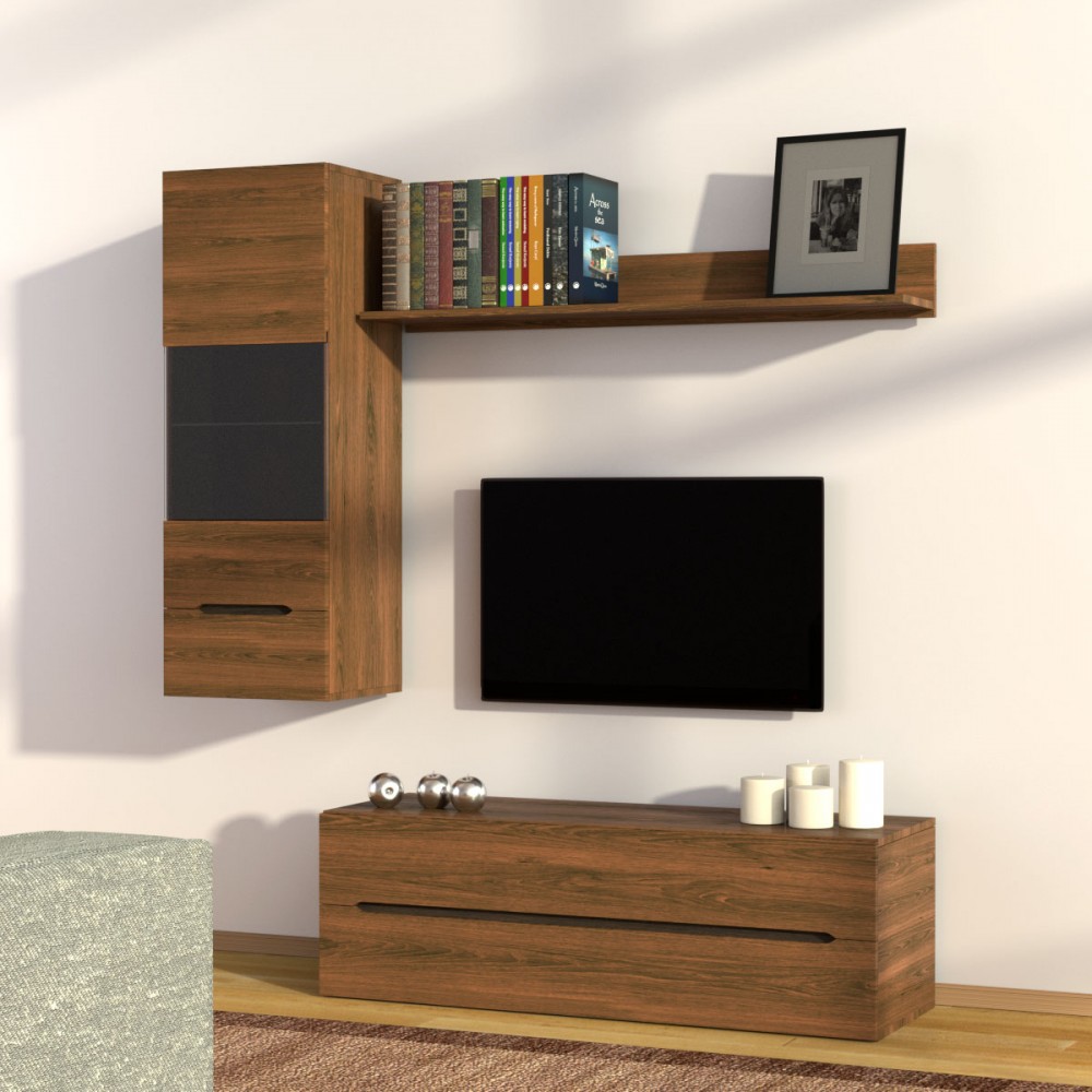 Σύνθεση TV «OSLO 1» σε καφέ-δρυς χρώμα 160x41x184