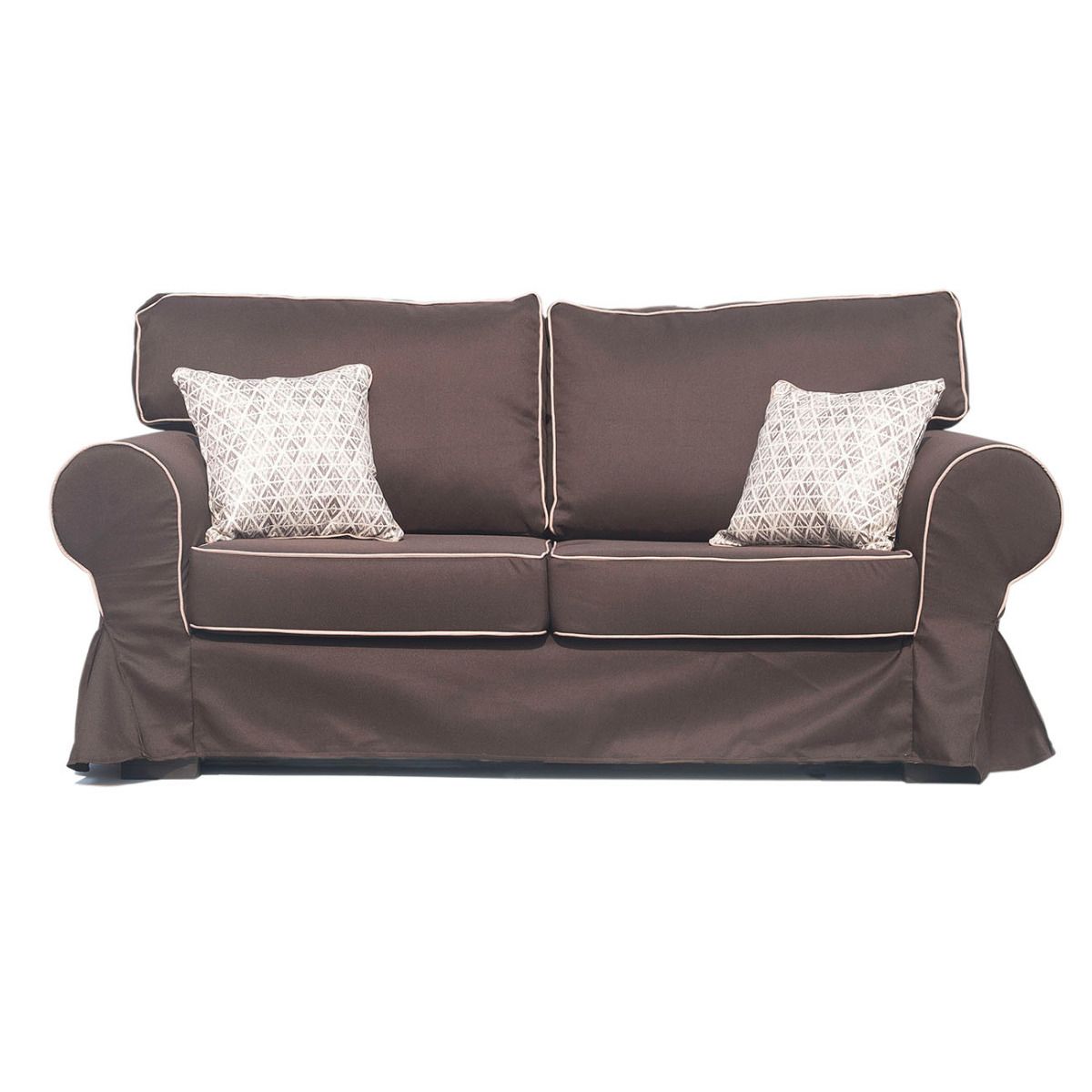 Καναπές διθέσιος "VICTORIA" υφασμάτινος σε καφέ χρώμα 190x90x90