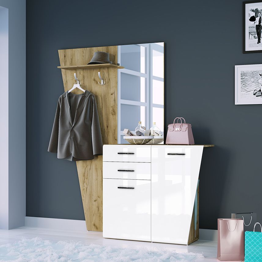 Σετ εισόδου «ENTRYWAY» σε χρώμα σκούρο σονόμα-λευκό 170×36,5×191