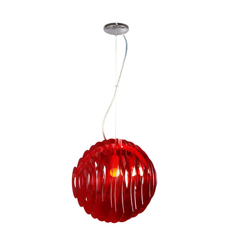 Μονόφωτο φωτιστικό από plexi glass σε κόκκινο χρώμα Φ40