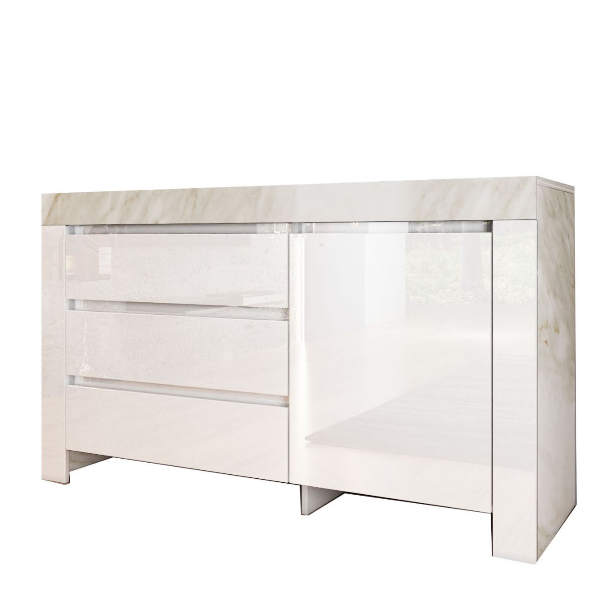 Μπουφές “STANDART” σε λευκό γυαλιστερό χρώμα 137x45x90