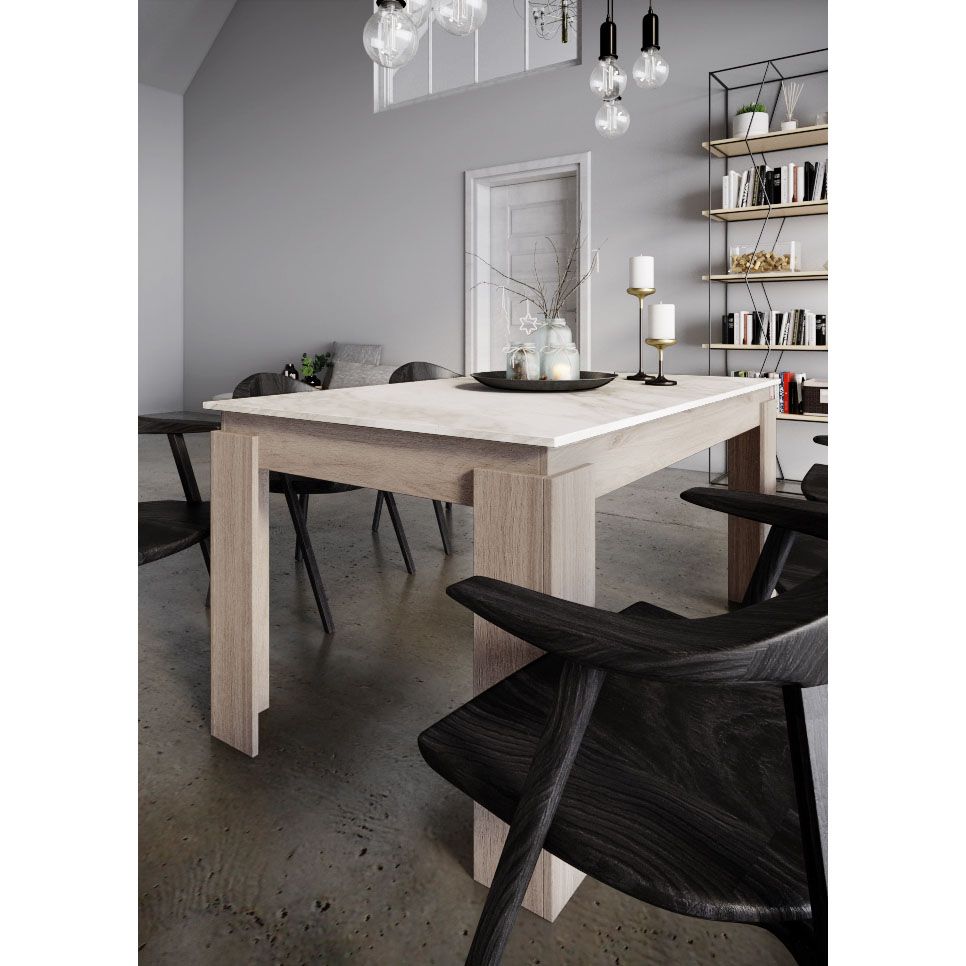 Τραπεζαρία “VIKI” σε σονόμα-λευκό χρώμα 137x90x75