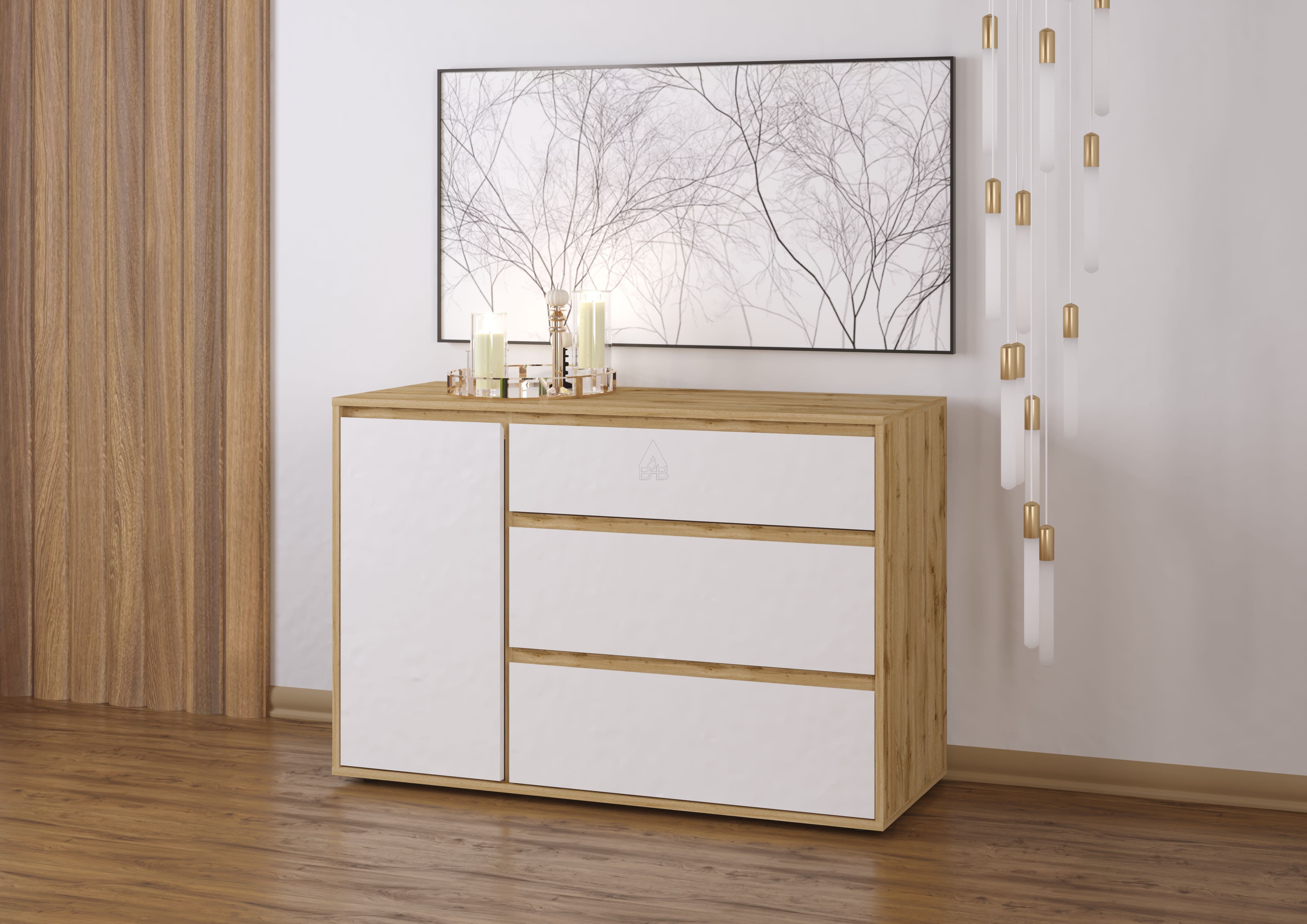 Μπουφές “NITRO SOFT” σε λευκό-φυσικό χρώμα 120x40x80