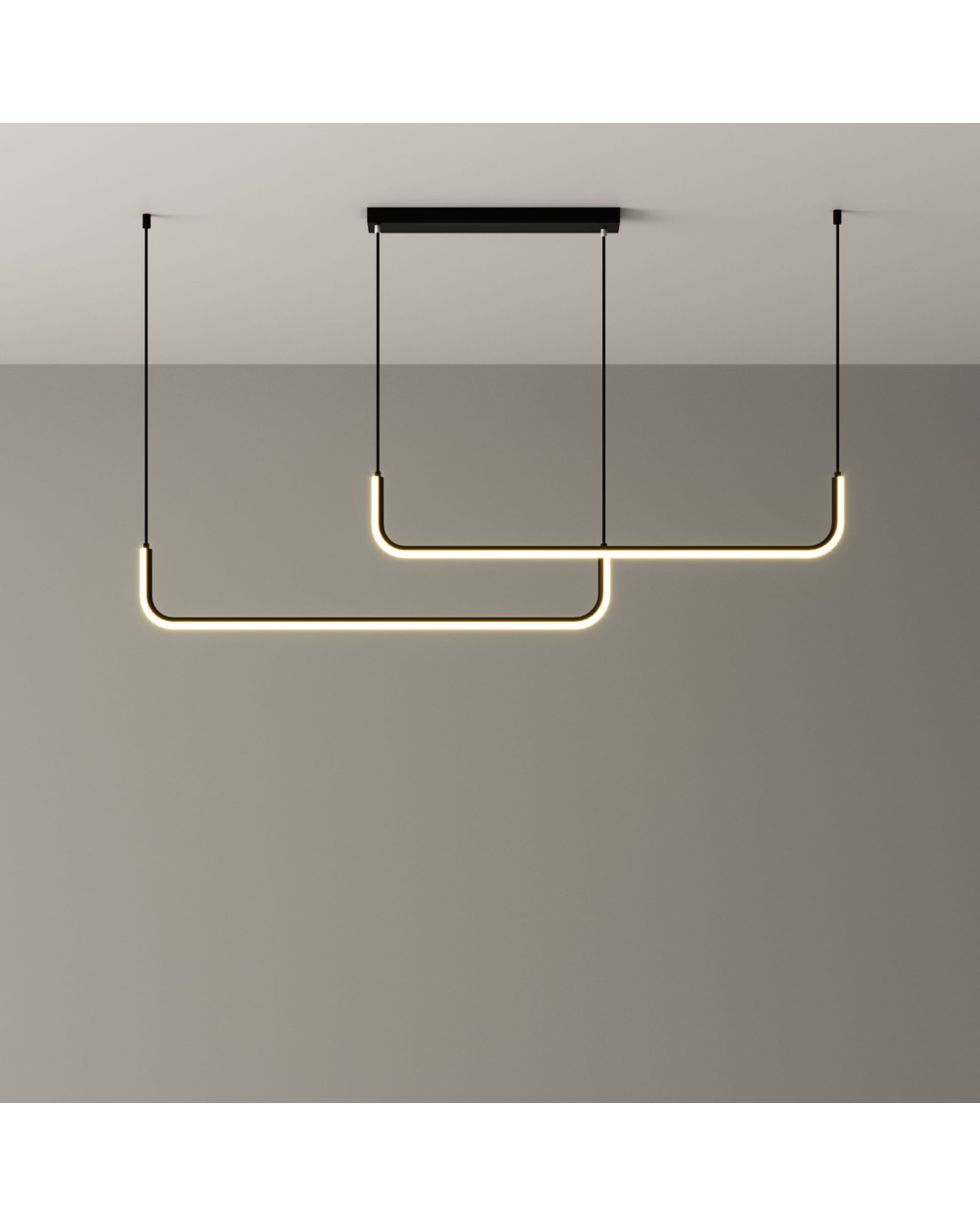 Δίφωτη ράγα Led από μέταλλο σε μαύρο χρώμα 150x5x150