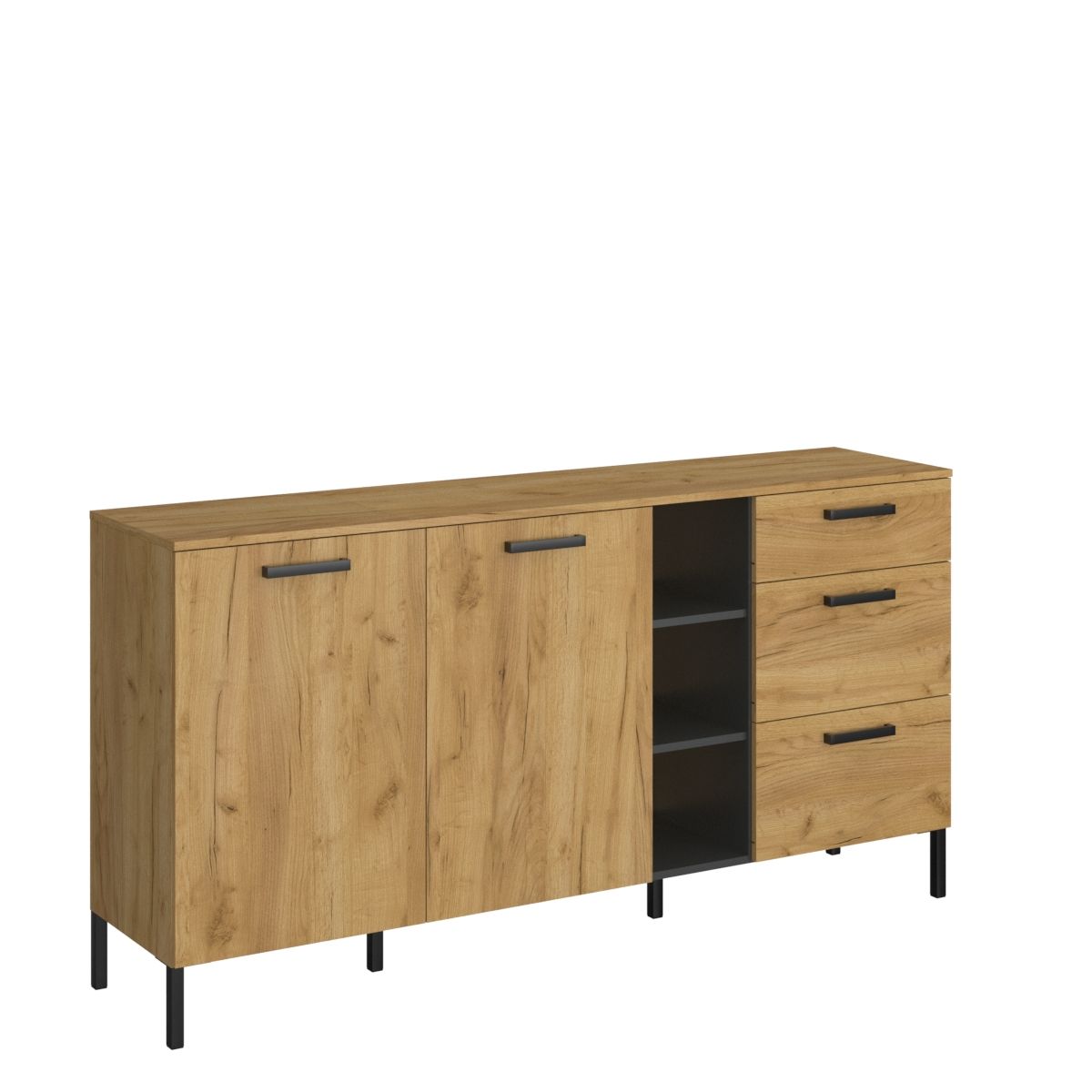 Μπουφές “SANTES” σε δρυς-χρυσό-γραφίτη χρώμα 180x42x92.5